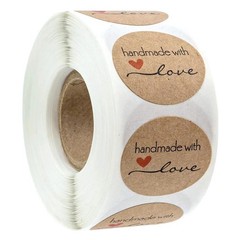 Vintage Kraft Handmade With Love Stickers – 1 Inch Self-Adhesive Gift, Baking