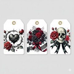 Set Gothic Love Tags Junk Journal Scrapbook PICK ONE SET