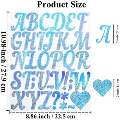 10 Sheets Letter Stickers, 2 Inch Self-Adhesive Cursive Vinyl Alphabet Number