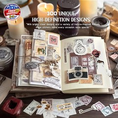 300 Pcs Vintage Stickers, Junk Journal Supplies, Cute Stickers for Journaling Su