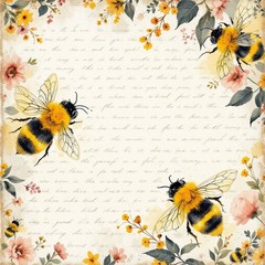 Bumble Bee Decoupage Rice Paper For Ornament-Wood Art Scrapbooking A4 3 Sheets