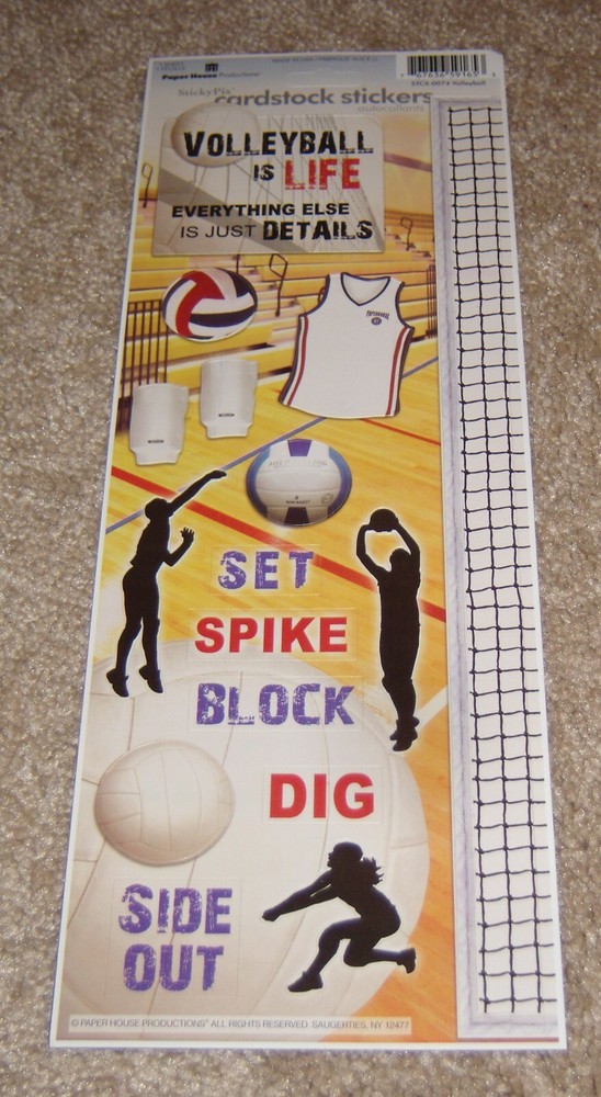 Paper House Cardstock Sticker Sheet ~ Sports….Volleyball