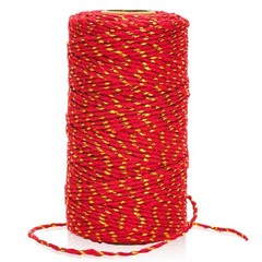 String – 2MM 328ft Bakers Twine, Red Cotton and Gold String for Gift Red Gold