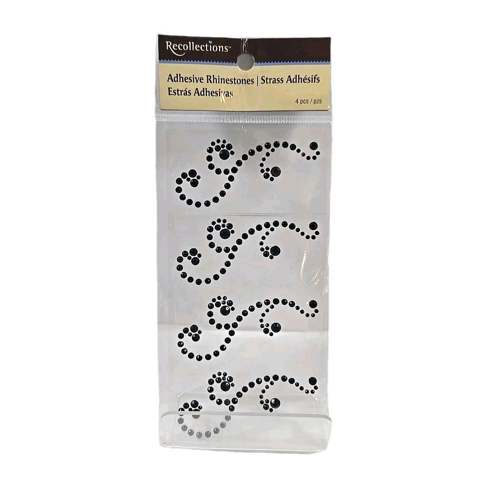 New Recollections Black Rhinestone Adhesive Embellishment Stickers 4 Count