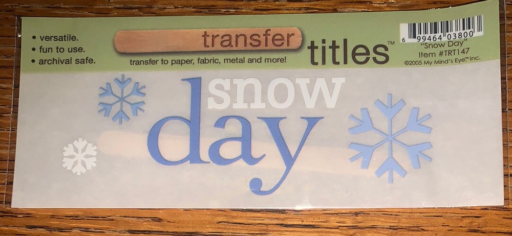 My Mind’s Eye RUB ON TRANSFER TITLES “ Snow Day “ Flakes SCRAPBOOK Christmas