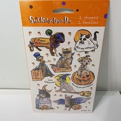 Vtg Happy Halloween Puppy Dogs Kitty Cats in Costume Stickers Stickey Doo Da