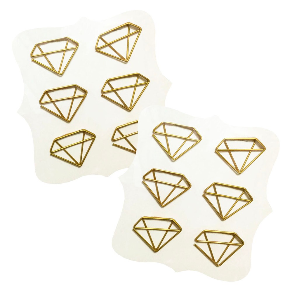 CraftSmart Diamond Gem Paper Clips 12 Gold Designer Fashion Planner Accessory