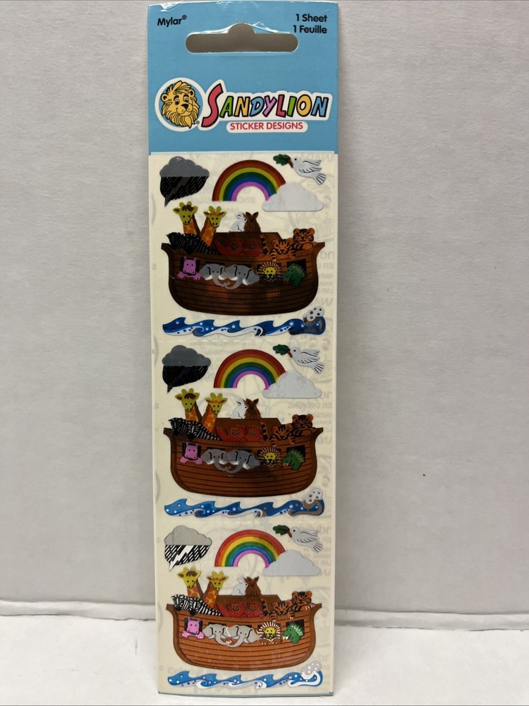 Sandylion Mylar Stickers NOAH’S ARK Sealed Pkg (1) Sheet Foil Hologram NEW