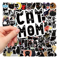 100 pcs Black Cat Stickers, Cute Cat, Hydro flask laptop no residue, 192