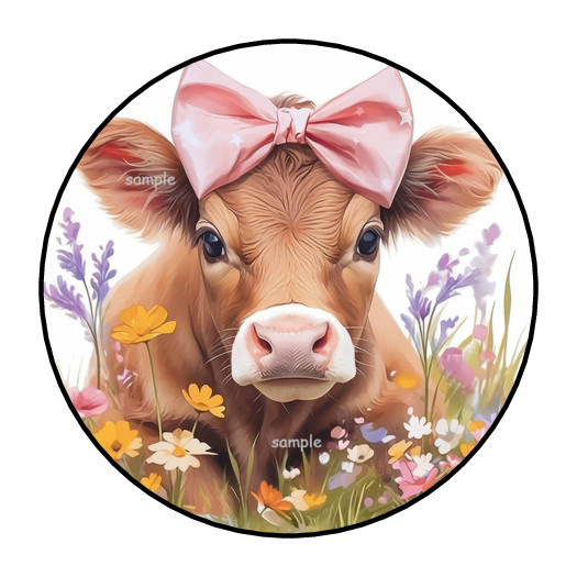 FLORAL COW ENVELOPE SEALS STICKERS LABELS TAGS FAVORS 1.5″ ROUND (30) FLOWERS
