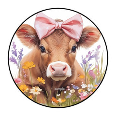 FLORAL COW ENVELOPE SEALS STICKERS LABELS TAGS FAVORS 1.5″ ROUND (30) FLOWERS