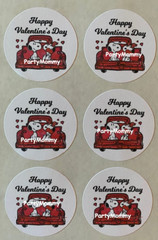 SNOOPY VALENTINE’S DAY STICKERS, ENVELOPE SEALS, LABELS, 1.5″, (30) ROUND, TAGS