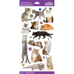 Crafts Sticko Stickers Classic Cats Real Photo Different Breeds Yarn Playful