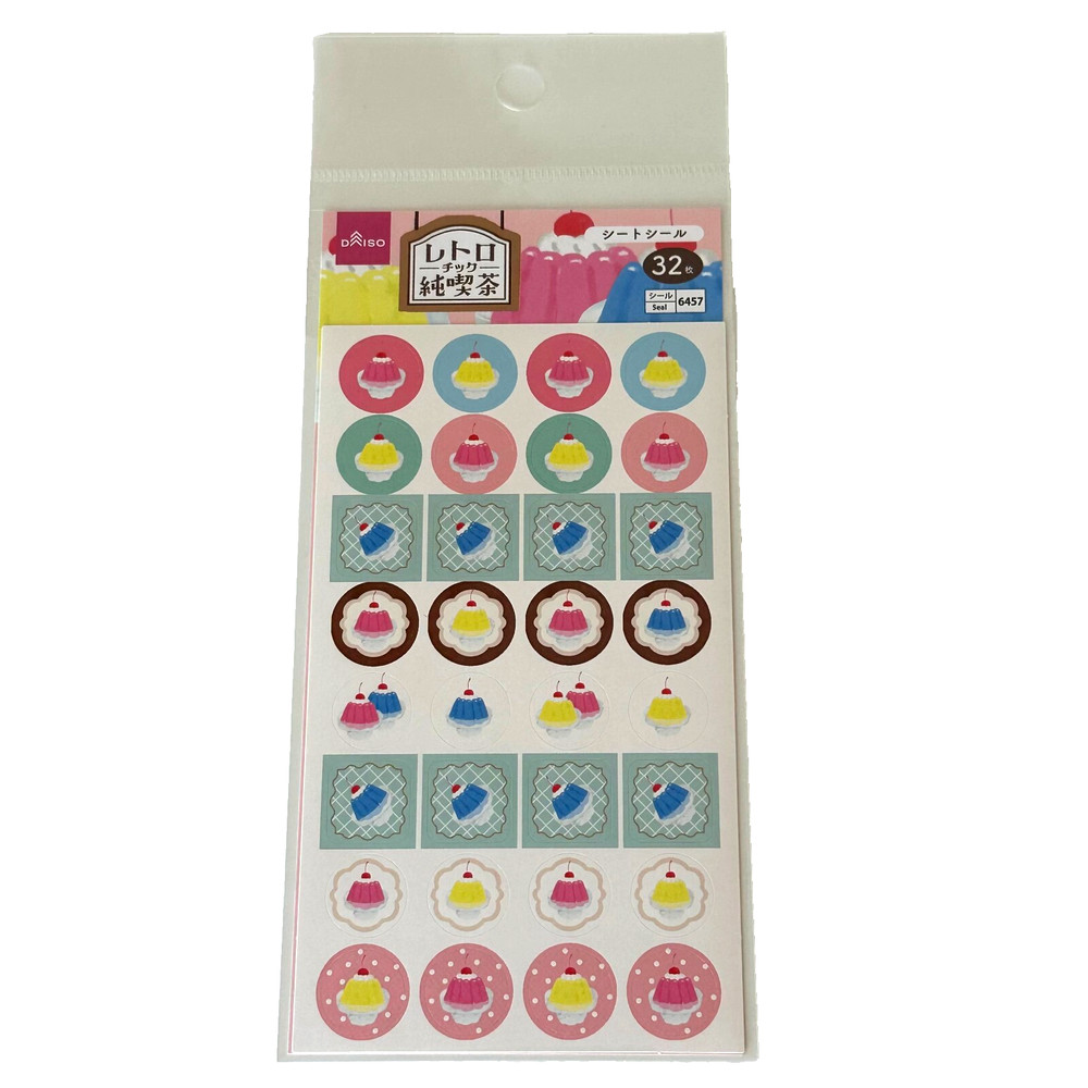 Daiso Art Tack Seal Sticker Sheet – Retro Jelly
