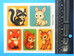 Woodland Animals Colorful Backgrounds Sticker Sheet Style 3