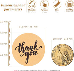 Thank You Stickers 500Pcs 1.5″ Kraft Labels Self Adhesive For Packaging Gifts