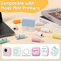 Portable 10-Roll Set of Self-Adhesive Printable Stickers for Mini Printers