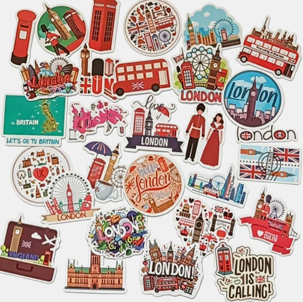 LOT OF 10 pcs ENGLAND UK travel vacation souvenir drawing themed decals london