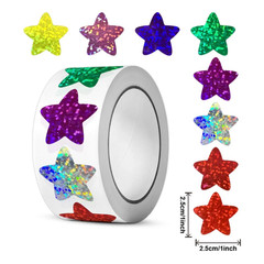 1000pcs Colorful Holographic Star Stickers Roll for Kids DIY Crafts – NEW