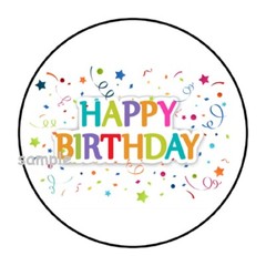 30 HAPPY BIRTHDAY ENVELOPE SEALS LABELS STICKERS 1.5″ ROUND CONFETTI RAINBOW