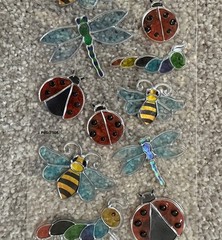 Stained Glass Insect Butterfly Ladybug Dragonfly C-thru Stickers New Loose Sheet