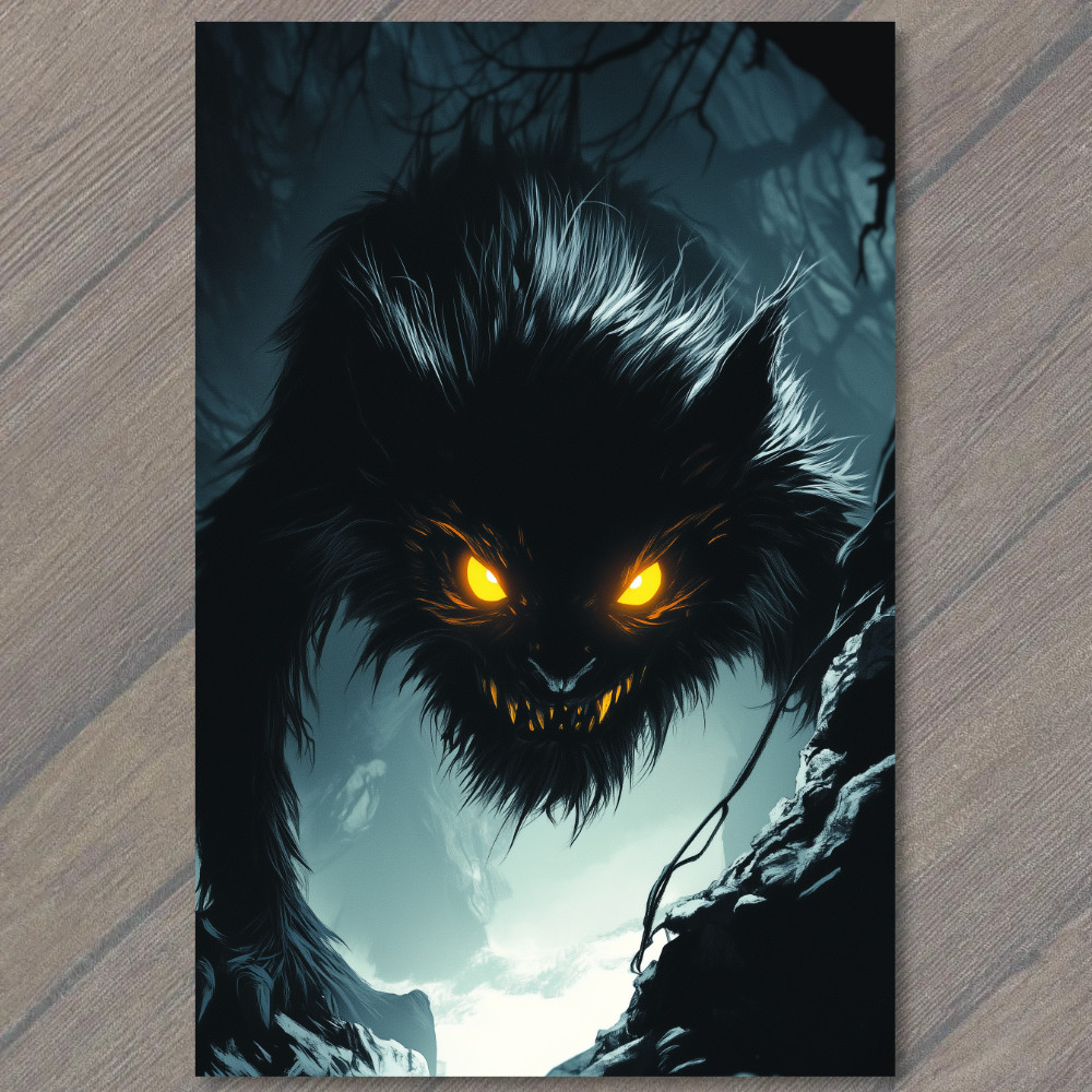 STICKER Glowing Eyes Monster Cat Shadow Forest Dark Creepy Halloween Creature