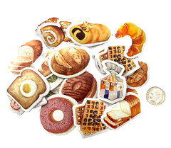 56 Stickers Bakery Donuts Bread Themed Box Scrapbooking Card Making Crafts