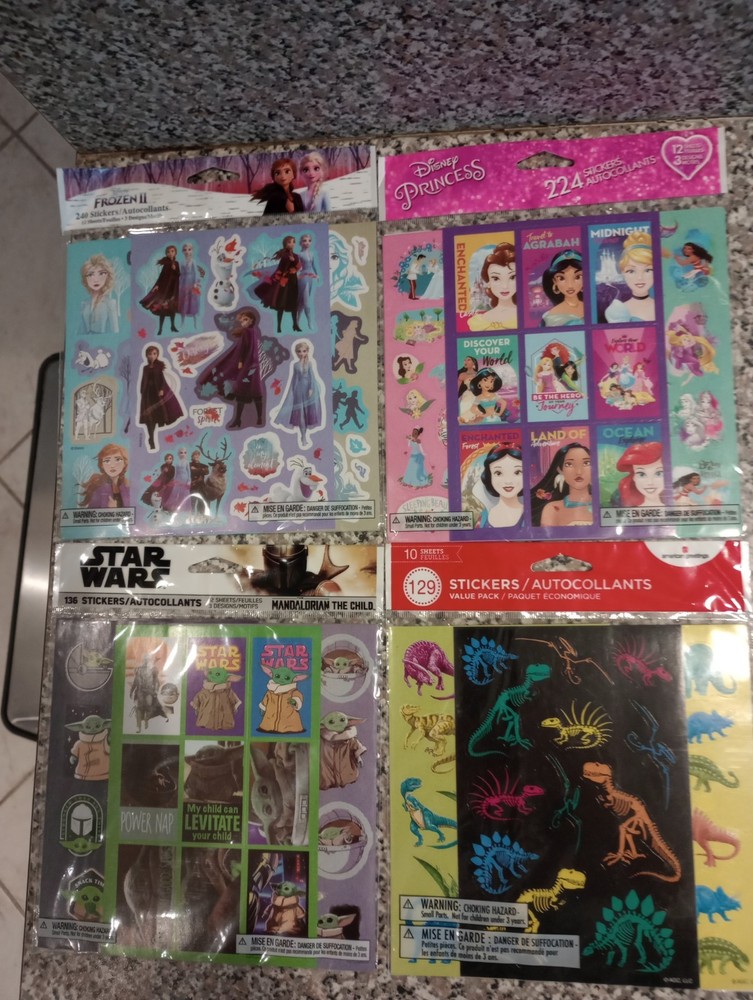 Sticker lot Disney Princess Frozen II Star Wars Mandalorian The Child Dinosaurs