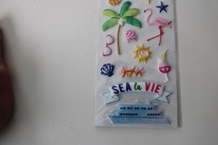 Paper House Sticky Pix Puffy 14PC Hello Sunshine Flower Shells Tree Scrapbooking