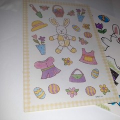 Vintage AGC Easter Bunny Activity Stickers Dress Up/Paper Doll Rabbits x2 Sheets