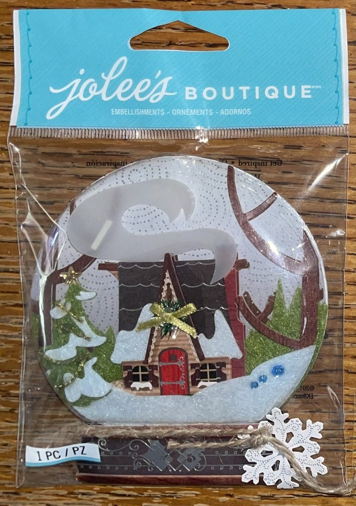 VERY RARE Jolees Snow Globe Scene House Winter Christmas 3D Scrapbook Stickers