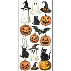 Violette Stickers – Crystal Pumpkin and Cats – 1 Sticker Sheet for Scrapbooks
