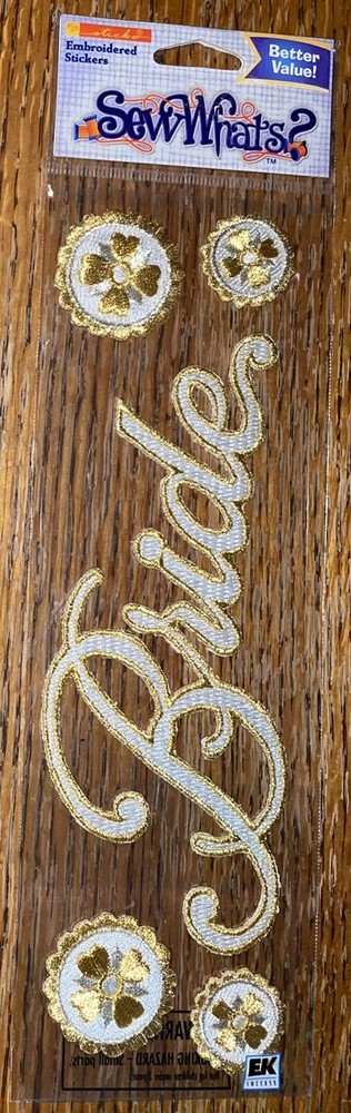 SEW WHATS Title EMBROIDERED ~ BRIDE ~ 11×3 Flowers Wedding 3D Scrapbook Stickers