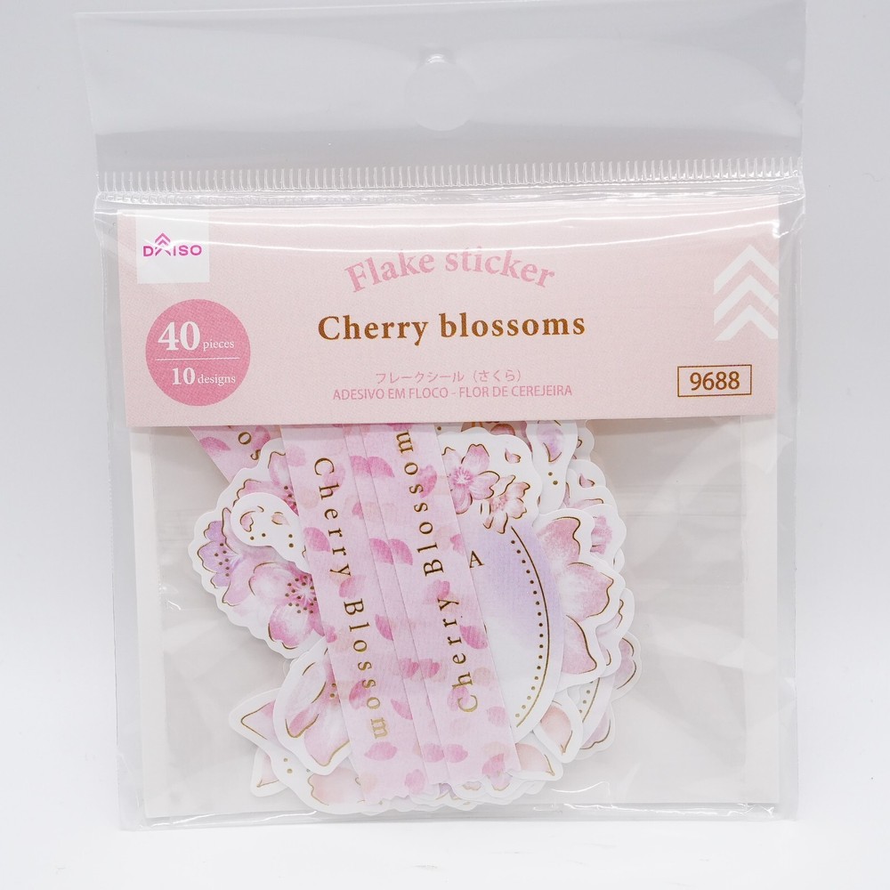 Daiso Japan Sakura Cherry Blossom Flake Stickers 40Pcs (10 Designs)