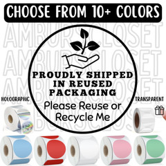 RECYCLED PACKAGING STICKERS 2″ LABELS SHIPPING SEALS THANK YOU SCRATCH RESISTANT