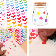 18 Sheets 1512 Pcs Colorful Heart Shape Self Adhesive Stickers, for Scrapbooking