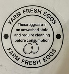 White 2″ 20 Count «Farm Fresh Eggs» Stickers, New 1 Sheet