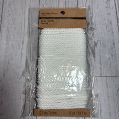 Recollections 100% Cotton Rope White 15yds 13.7m 0.1in 3 mm Non-Wired