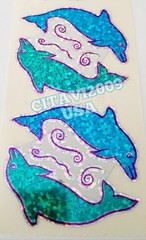 HAMBLY STUDIOS PRISMATIC BLUE TEAL DOLPHINS OCEAN VINTAGE RARE RETIRED
