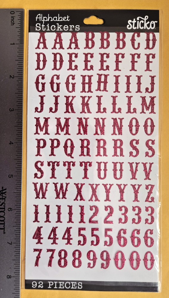 Alphabet Letters And Numbers/ Carnival Alpha Hot Pink Small/ 92 pieces / Sticko