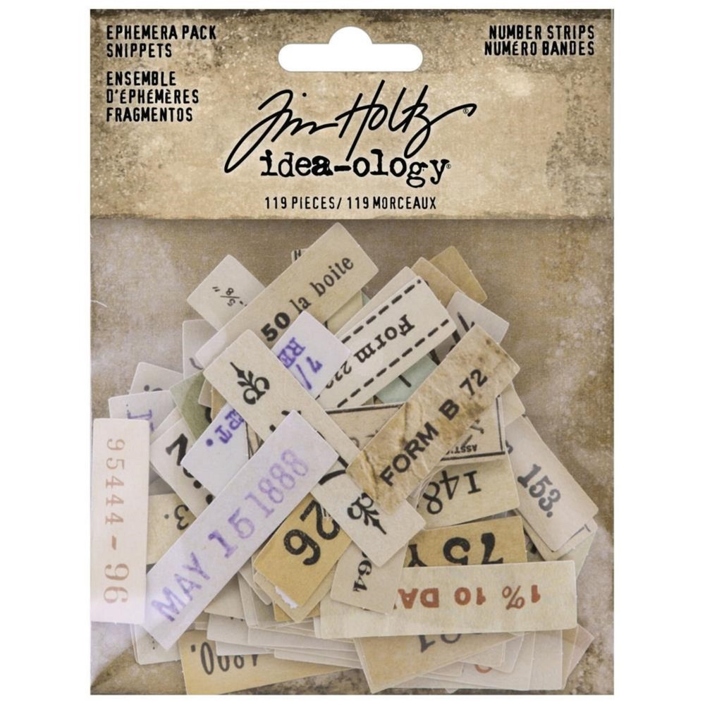 Tim Holtz Idea-ology Ephemera Pack Snippets Number Strips 119 Pieces TH94222