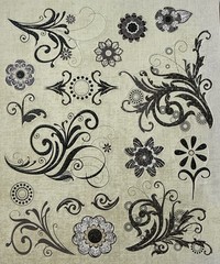 FLORAL SWIRL Glitter Stickers (17pc)Garden•Blooming•Leaves •Circles•Card Making•
