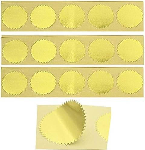 100pcs Gold Blank Embosser Stickers – 45mm Metallic Foil Embossing Stickers w…