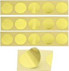 100pcs Gold Blank Embosser Stickers – 45mm Metallic Foil Embossing Stickers w…