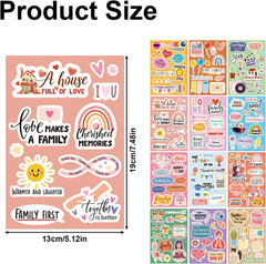 12Pcs Family Scrapbook Stickers, Planner Journal Stickers Photo Album Embellishm