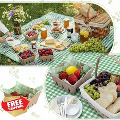 Willinglong Sage Berry Baskets Gingham Paper Stickers