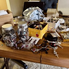 GOTH SKULL MYSTERY JAR Vintage & New Jewelry Lot Witchy Treasure Dark Academia