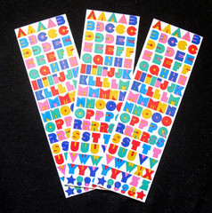 Mrs Grossman Three 2×6″ ‘Multi Color Alphabet’ Sticker Sheets – Over 250 Digits