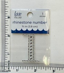 Number 1 Rhinestone Sticker 1.5″ Clear Silver Glitter Scrapbook Monogram Bling