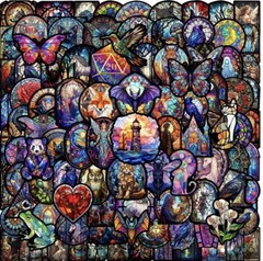 10pcs Fantasy Stained Glass Window Stickers- Scrapbook, Journal, DIY Cards